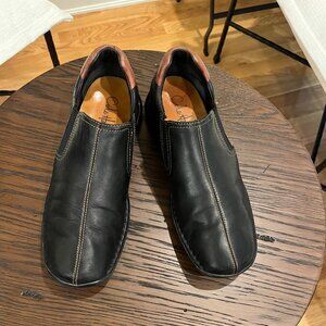 Cole Haan Men's Slip on Black Leather Brown Stitching